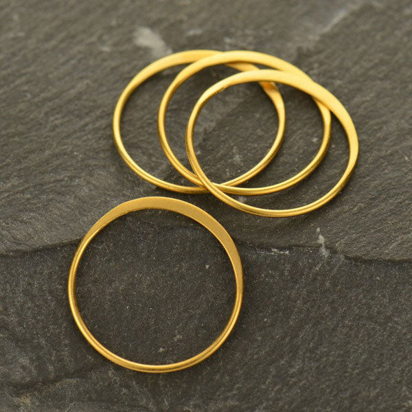 Hammered Circle Link 24Kt Gold Plated Sterling Silver 18.3x18.3mm Satin - 2pcs/pack