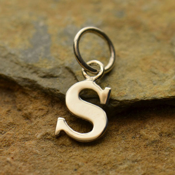 Sterling Silver Lowercase s Typewriter Letter Charm 16x8mm - 1pc