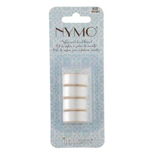 NYMO Nylon Seed Bead Thread 4 Piece Assorted Pack White 00-0-B-D