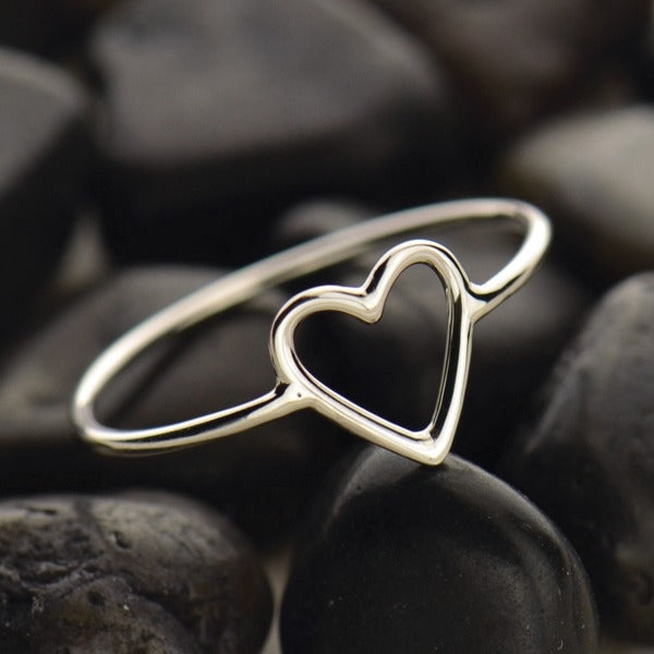 Sterling Silver Open Heart Ring, Size 7 - 1pc