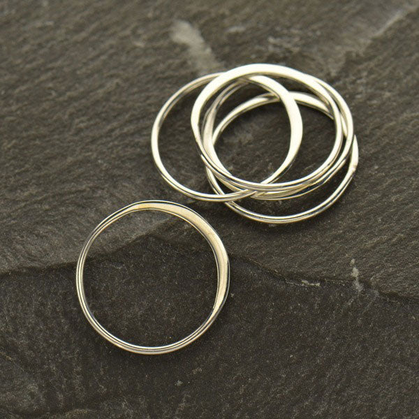 Hammered Circle Link Sterling Silver 15mm - 2pcs
