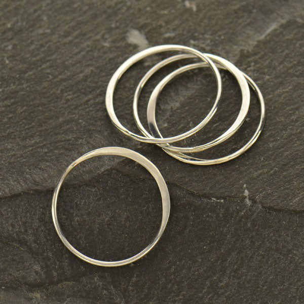 Hammered Circle Links Sterling Silver 18.3x18.3mm - 2pcs/pack