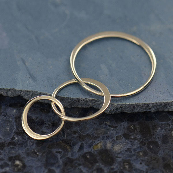 Hammered Circle Links Sterling Silver 37x20mm - 1pc
