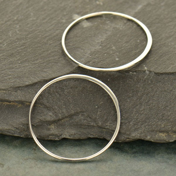 Hammered Circle Link Sterling Silver 30x30mm - 1 pc