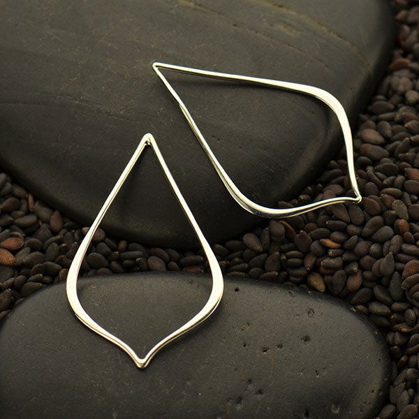 Sterling Silver Pointed Teardrop Link 30x18mm - 1pc