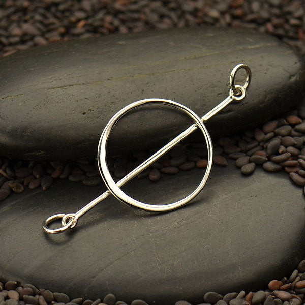 Sterling Silver Circle With Bar 42x18x1.5mm Link - 1pc