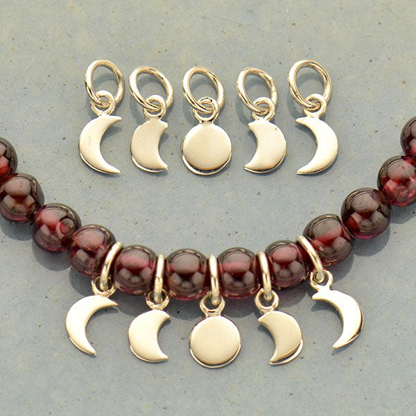 Sterling Silver Moon Phases Mini Charm Set 11.7x5mm - 1pc