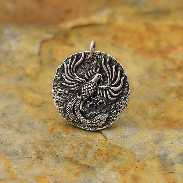 Sterling Silver Ancient Coin Charm -Phoenix 22x20mm - 1Pc
