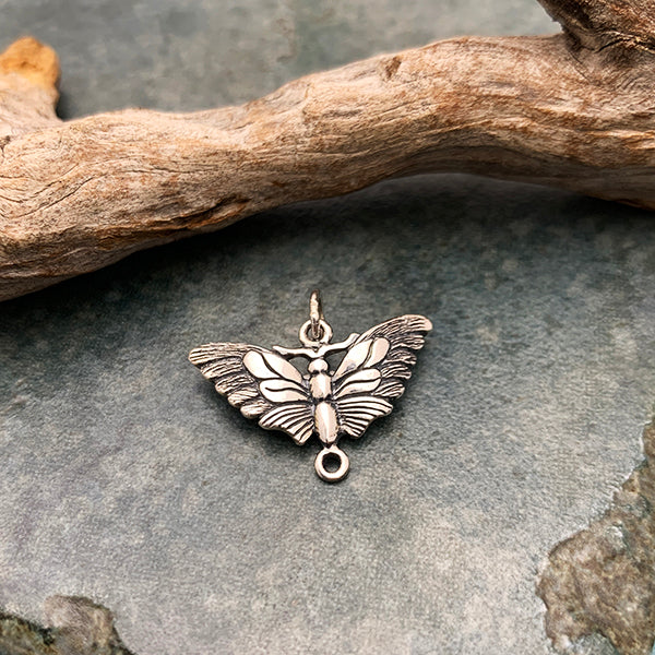 Cadena de eslabones en forma de mariposa y polilla de plata de ley, 18 x 20 mm, 1 unidad