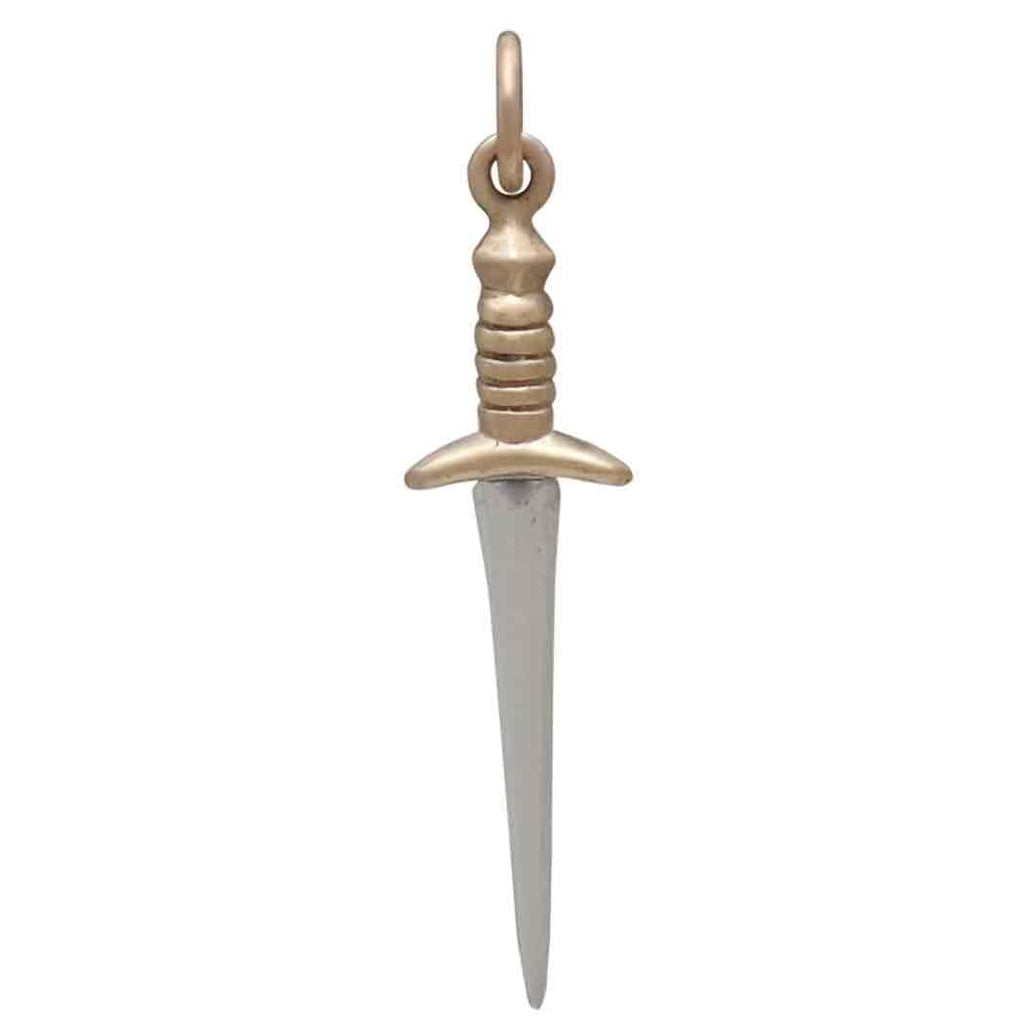 Sterling Silver Medium Sword Charm with Bronze 32x7mm - 1Pc