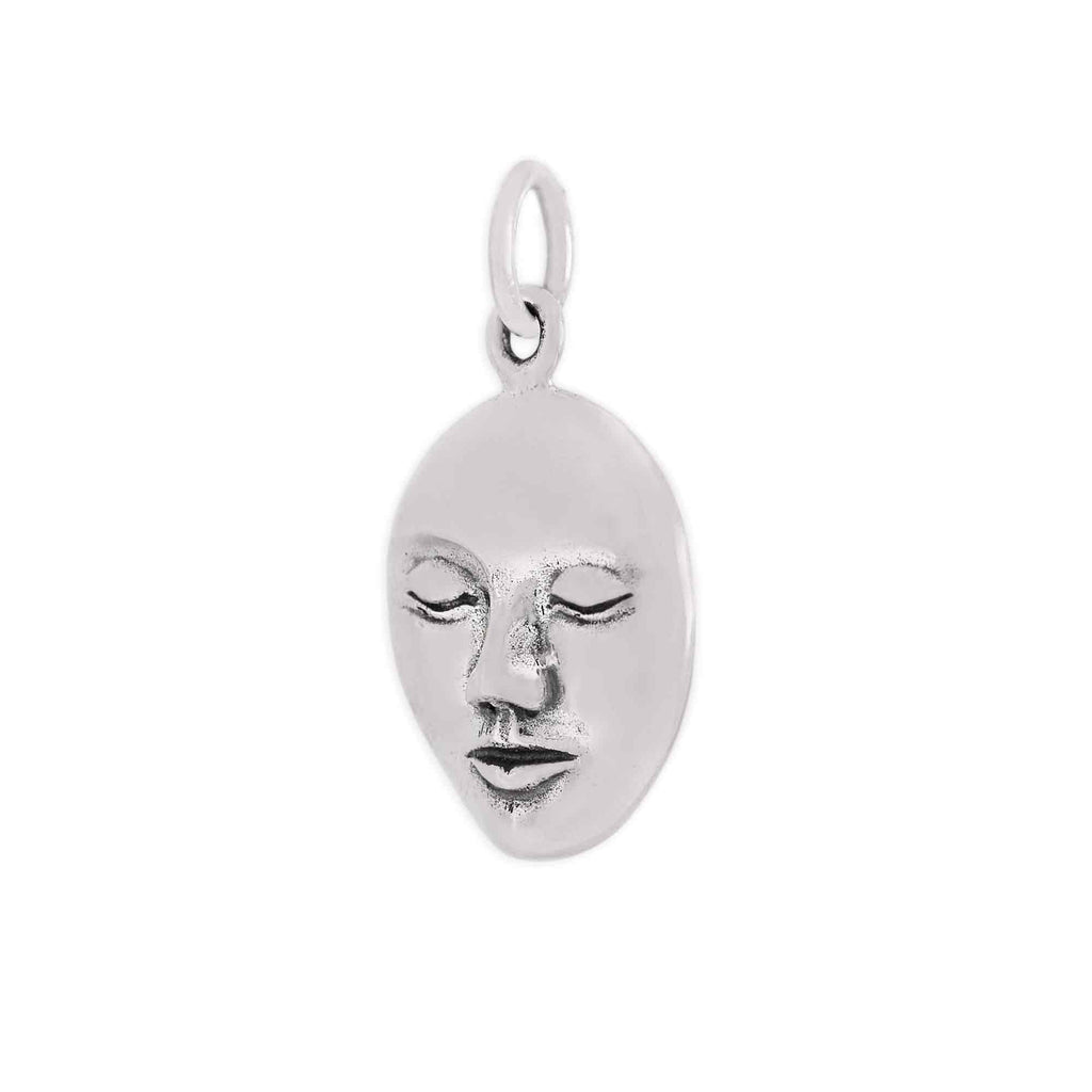 Sterling Silver Serene Goddess Face Pendant 20x11mm - 1Pc