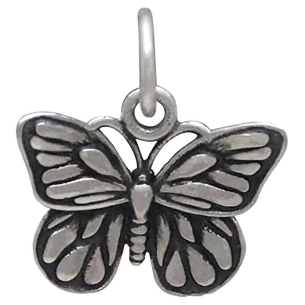Sterling Silver Monarch Butterfly Charm 14x13mm 1Pc Plazko