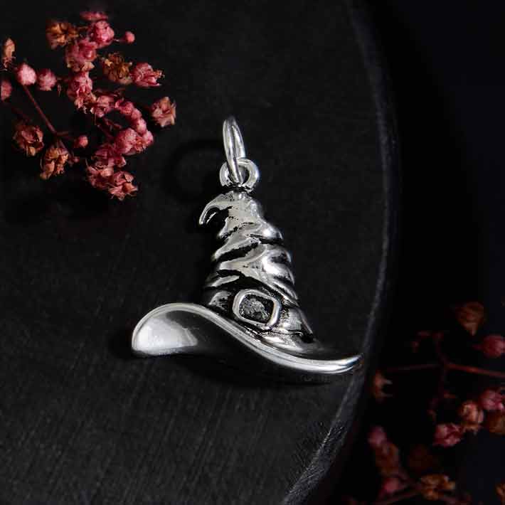 Sterling Silver Witch Hat Charm 21x17mm - 1Pc