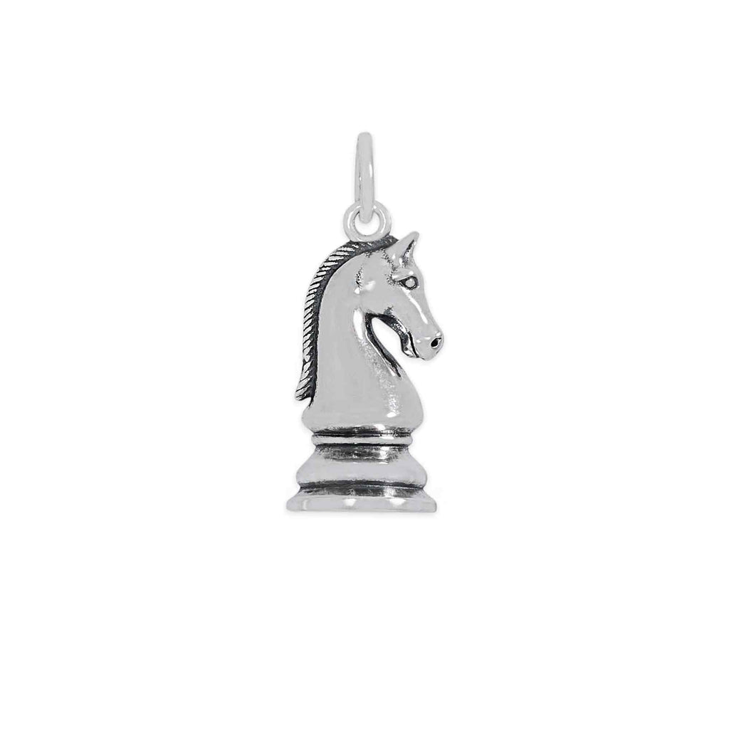 Sterling Silver Knight Chess Piece Charm 22x9mm - 1Pc