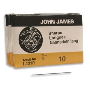 Sharp English Beading Needles #010 John James - 25pcs