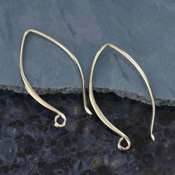 Marquis Hook Earrings Sterling Silver Small 25x14mm - 1 pair