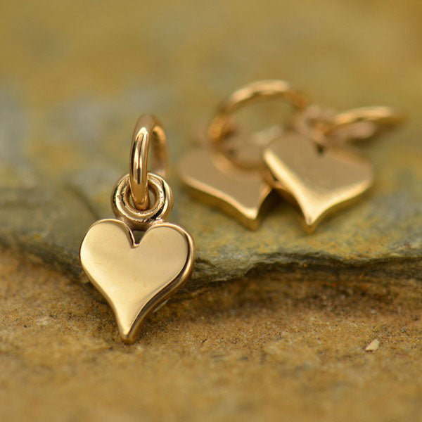 Bronze Tiny Heart Jewelry Charm 11x5mm - 1Pc