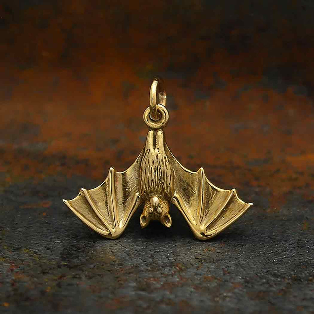 Bronze Realistic Bat Charm 17x20mm - 1Pc