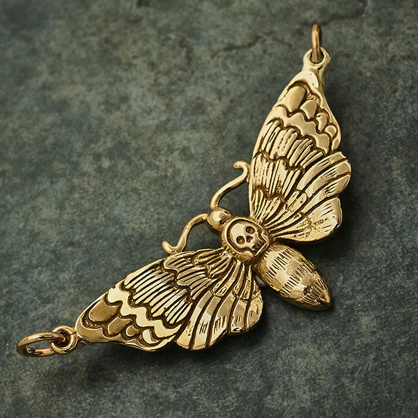 Bronze Deaths Head Moth Charm 20x41mm - 1Pc