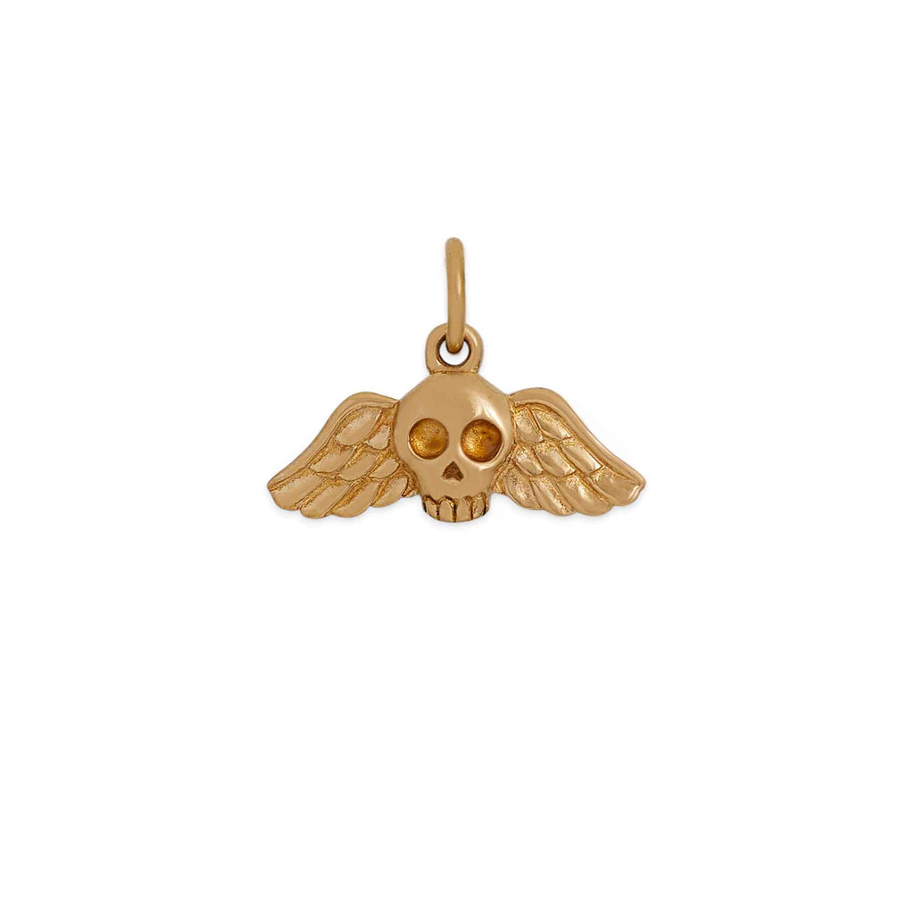 Bronze Flying Skull Charm 12x17mm - 1Pc