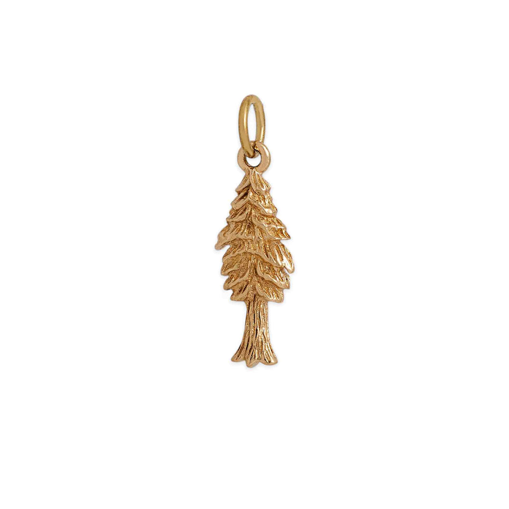 Bronze Small Dimensional Pine Tree Charm 22x7mm - 1Pc