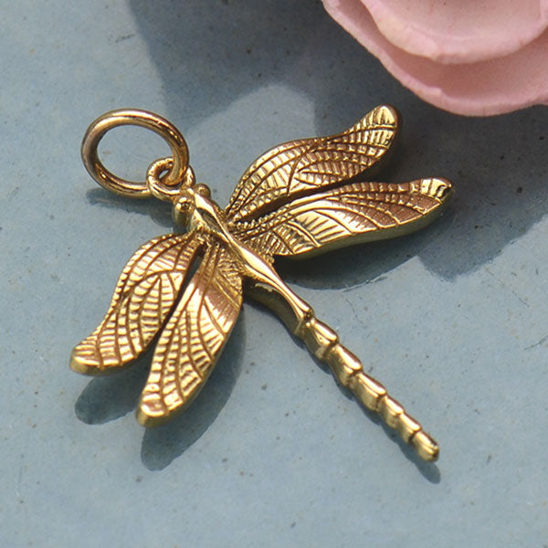 Bronze Realistic Dragonfly Pendant 24x20mm - 1Pc