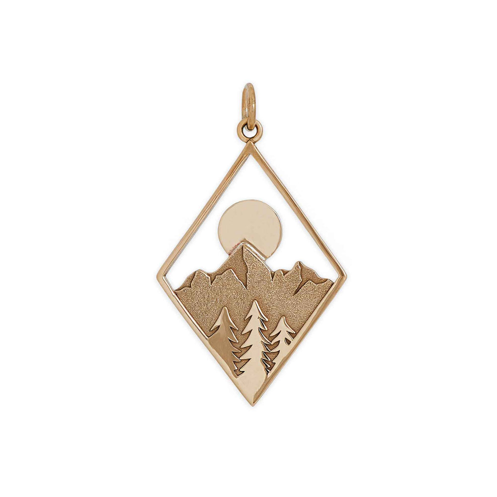 Bronze Mountain Charm in Diamond Frame 33x20mm - 1Pc