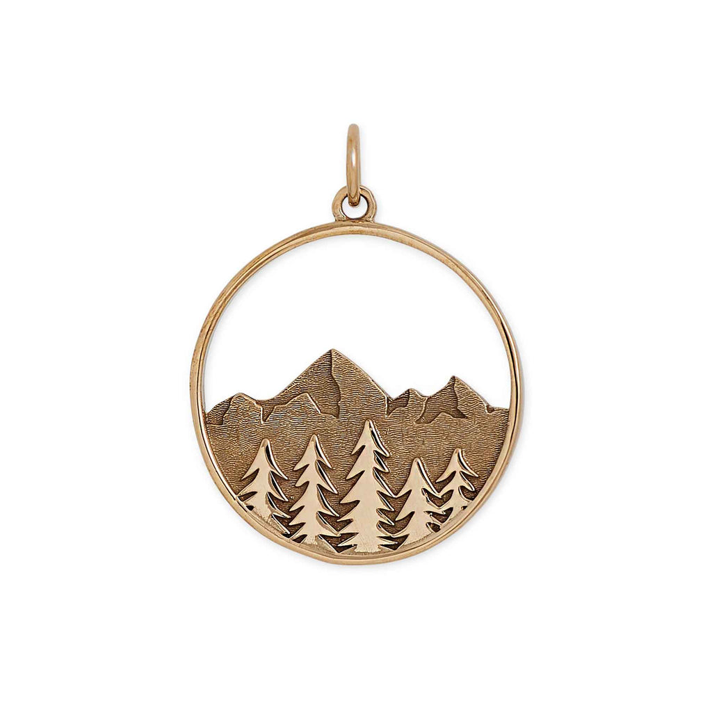 Bronze Layered Tree Pendant in Circle 26x20mm - 1Pc