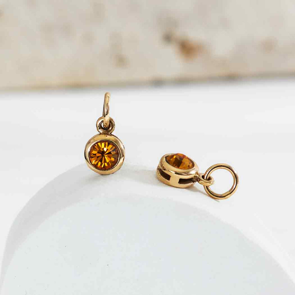 Bronze November Birthstone Charm 11x6mm - 1Pc