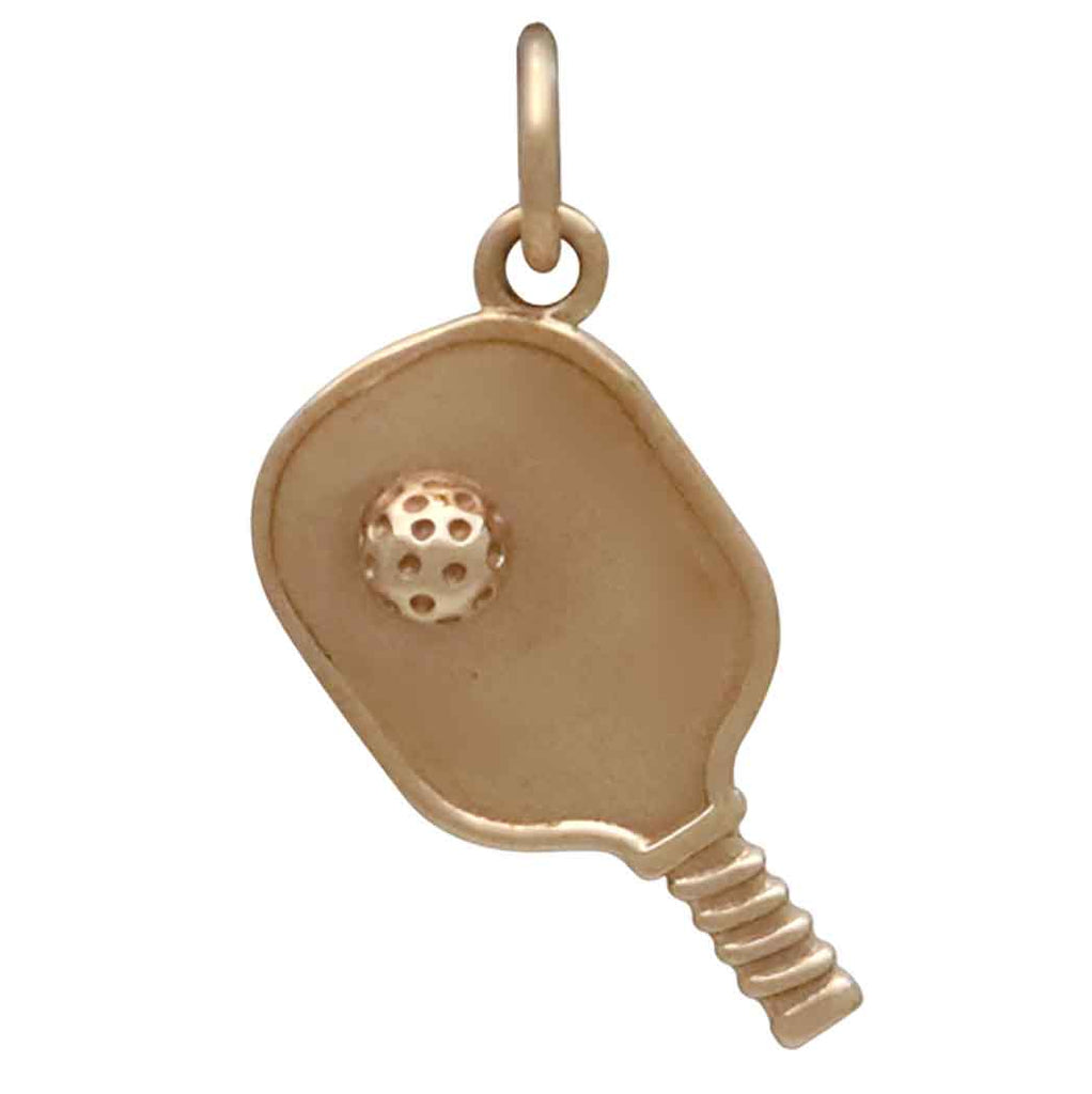 Bronze Pickleball Paddle and Ball Charm 22x9mm - 1Pc