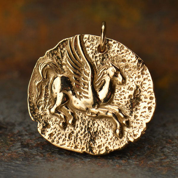 Ancient Pegasus Coin Charm - Bronze 24x22mm - 1Pc