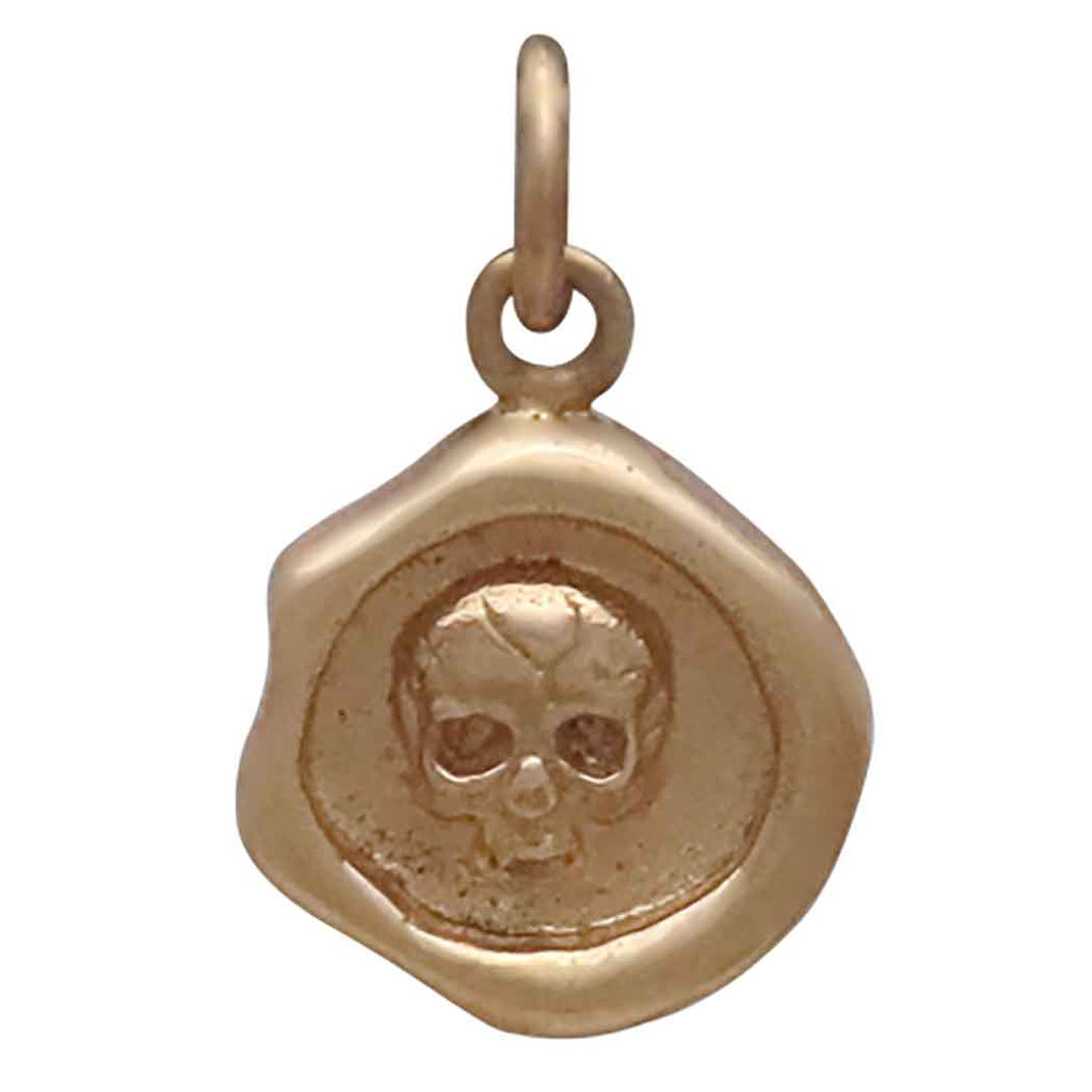 Bronze Wax Seal Skull Charm 17x10mm - 1Pc