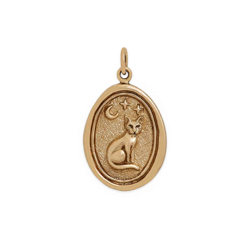 Bronze Wax Seal Sitting Cat Charm 26x15mm - 1Pc