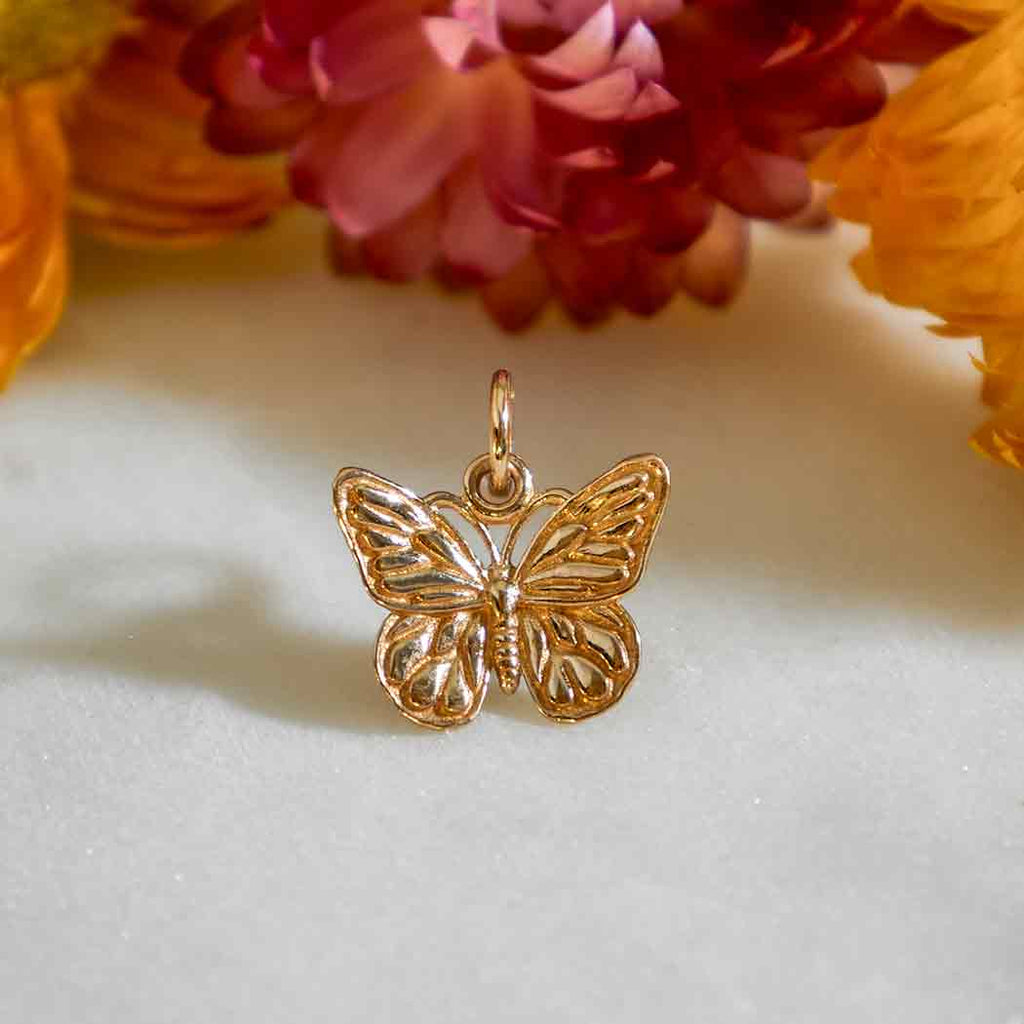 Bronze Monarch Butterfly Charm 14x13mm - 1Pc