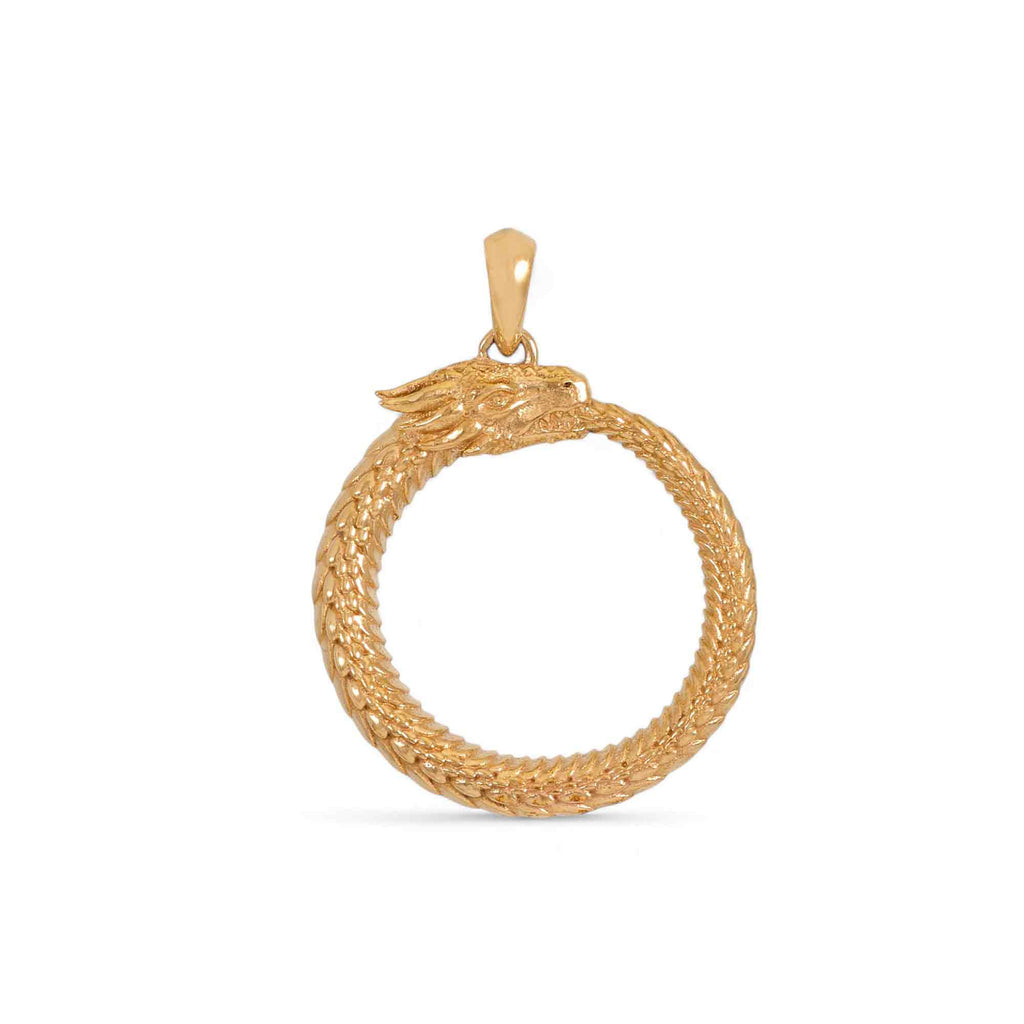Bronze Dragon Ouroboros Pendant 31x24mm - 1Pc