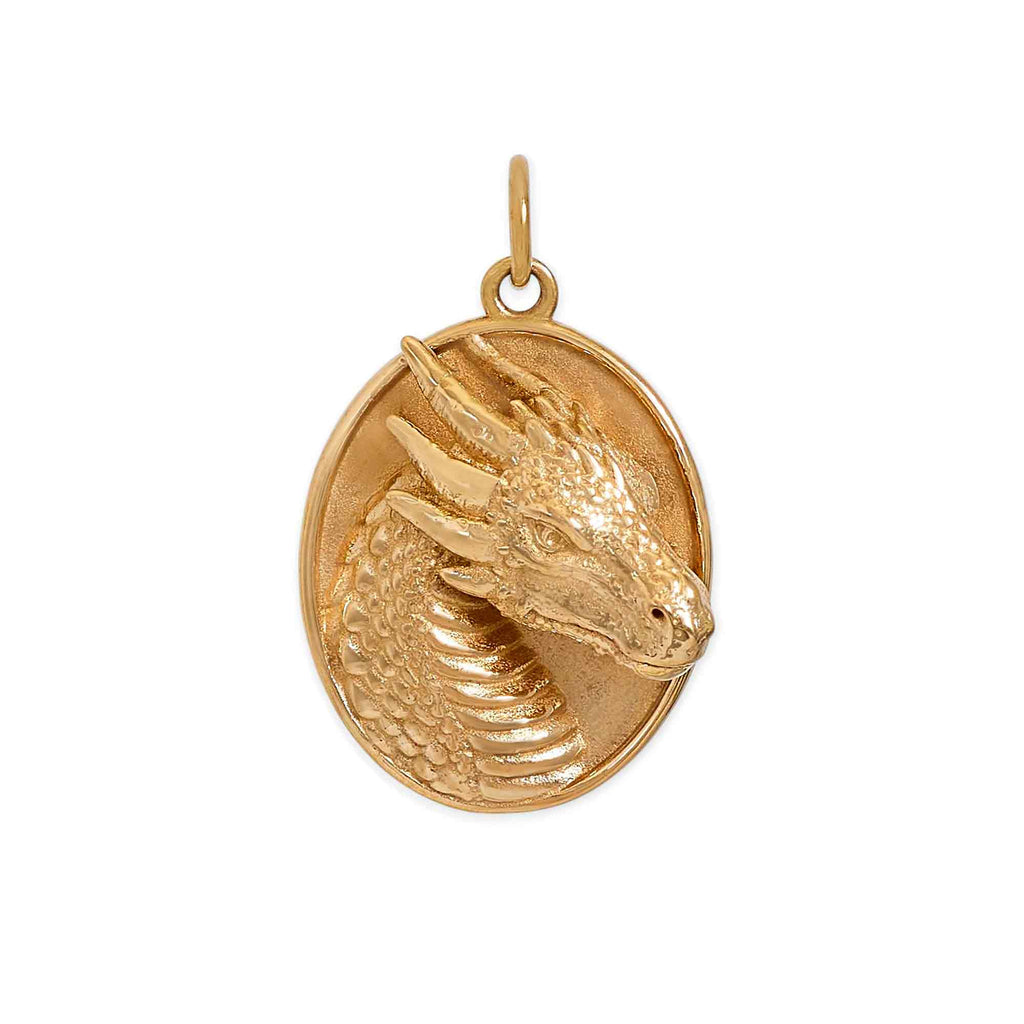 Bronze Oval Dragon Pendant 25x16mm - 1Pc