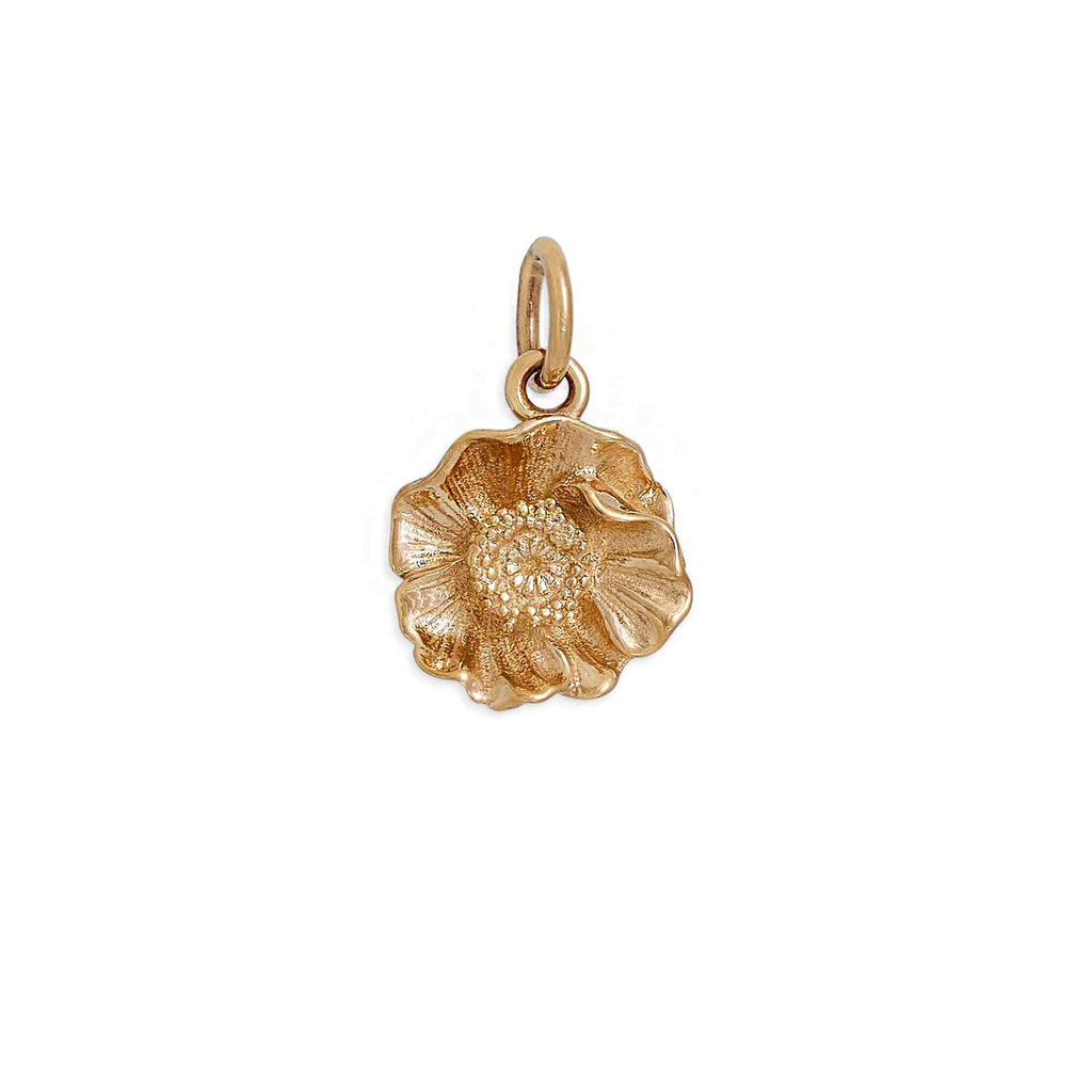Bronze Detailed Poppy Charm 16x10mm - 1Pc