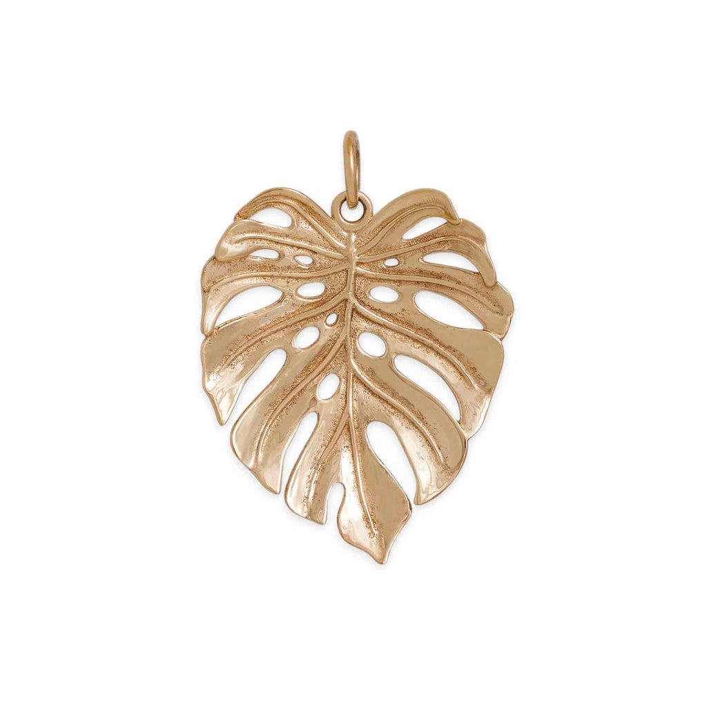 Bronze Dimensional Monstera Leaf Charm 28x20mm - 1Pc