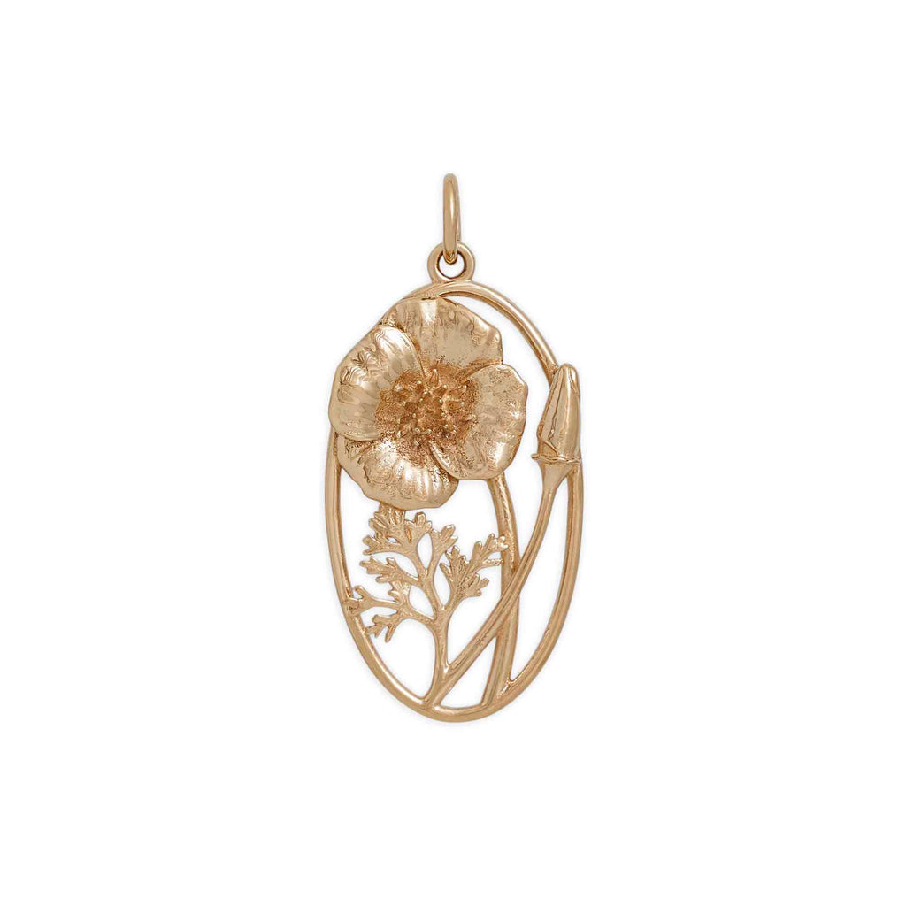 Bronze California Poppy Charm 31x15mm - 1Pc