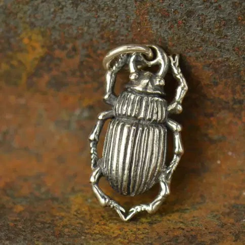 Scarab-Beetle Charm Sterling Silver 20x9.3mm - 1pc