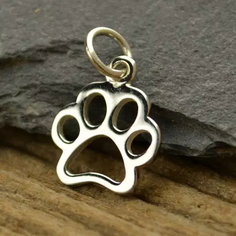 Sterling Silver Openwork Paw Print Charm 15.2x10mm - 1pc