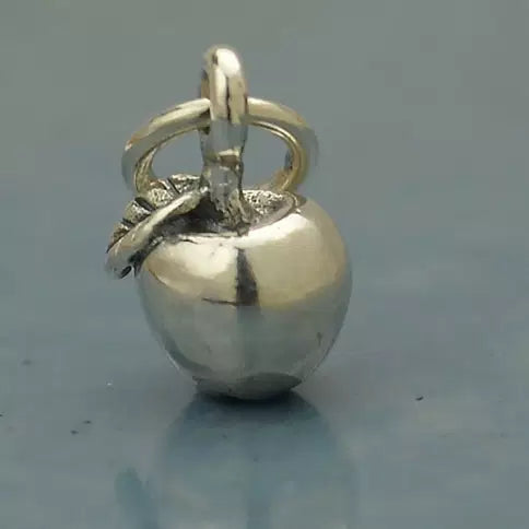 Sterling Silver 3D Apple Charm 12x7mm - 1pc