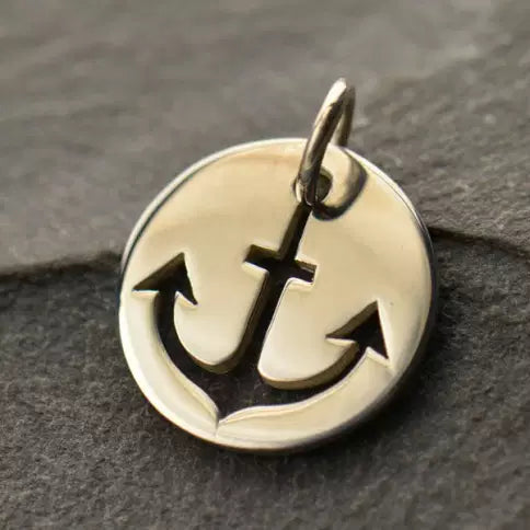 Sterling Silver Cutout Anchor Disk 15x12.2mm - 1pc