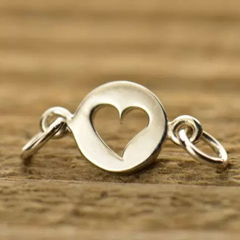 Sterling Silver Cutout Heart Link 8x21mm - 1pc