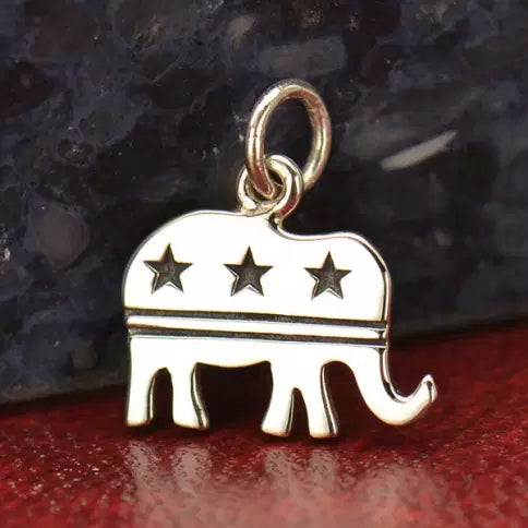 Sterling Silber Republikanischer Elefant 11,5x13mm Charm - 1Stk