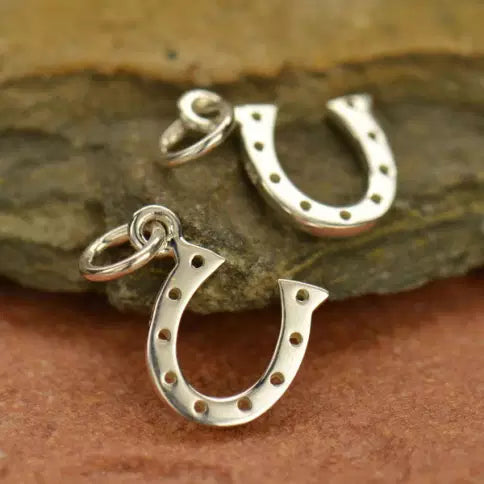 Horse Shoe Charm Sterling Silver 13x10mm W/ Ring - 1pc/pk