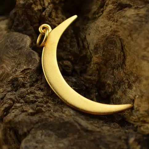 Large Crescent-Moon Charm 24K Gold Plated Sterling Silver 31x10mm - 1pc