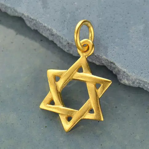 Gold Plated Sterling Silver Star of David Charm 18.25x10.5mm - 1pc