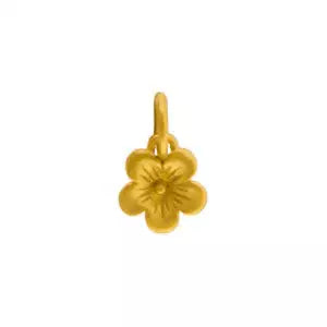 Charm de flor de cerezo en plata de ley bañada en oro de 24 quilates satinado de 10 x 5 mm - 1 pieza