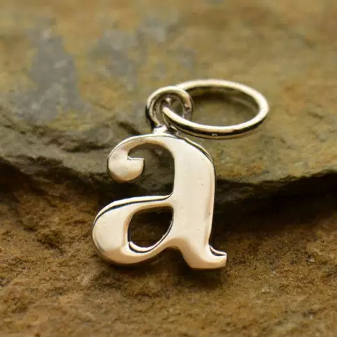 Sterling Silver Lowercase a Typewriter Letter Charm 16x8mm - 1pc